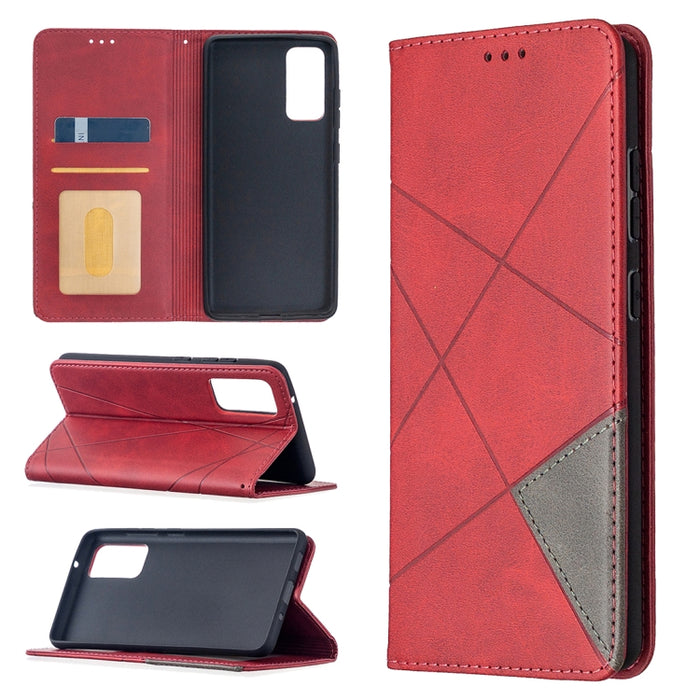 Rhombus Texture Horizontal Flip Magnetic Leather Case with Holder & Card Slots, For Galaxy S20 FE 5G / S20 Lite
