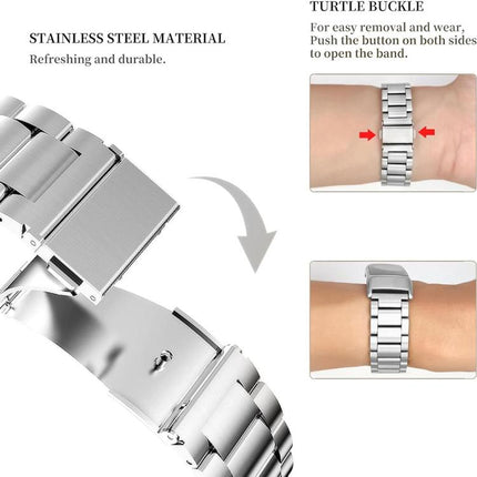 xDfind Three Beads Quick Release Metal Watch Band, 12mm