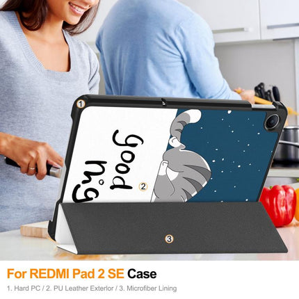 Custer Painted 3-Fold Stand Leather Smart Tablet Case, For Xiaomi Redmi Pad 2 SE 9.7 2026, For Xiaomi Redmi Pad 2