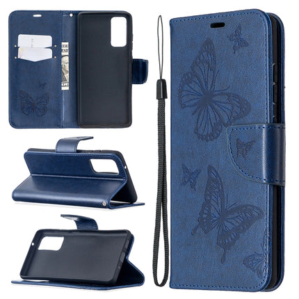 Embossing Two Butterflies Pattern Horizontal Flip PU Leather Case with Holder & Card Slot & Wallet & Lanyard, For Galaxy S20 FE 5G / S20 Lite