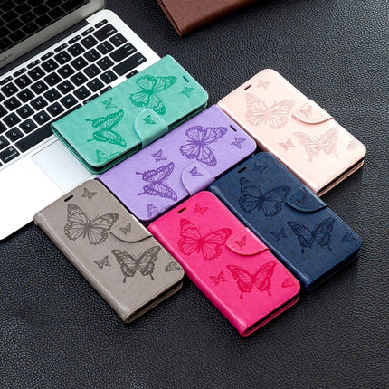 Embossing Two Butterflies Pattern Horizontal Flip PU Leather Case with Holder & Card Slot & Wallet & Lanyard, For Galaxy S20 FE 5G / S20 Lite