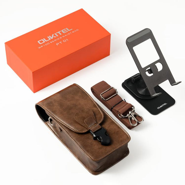 OUKITEL Portable Vertical Phone Waist Bag Desktop Metal Phone Holder Kit