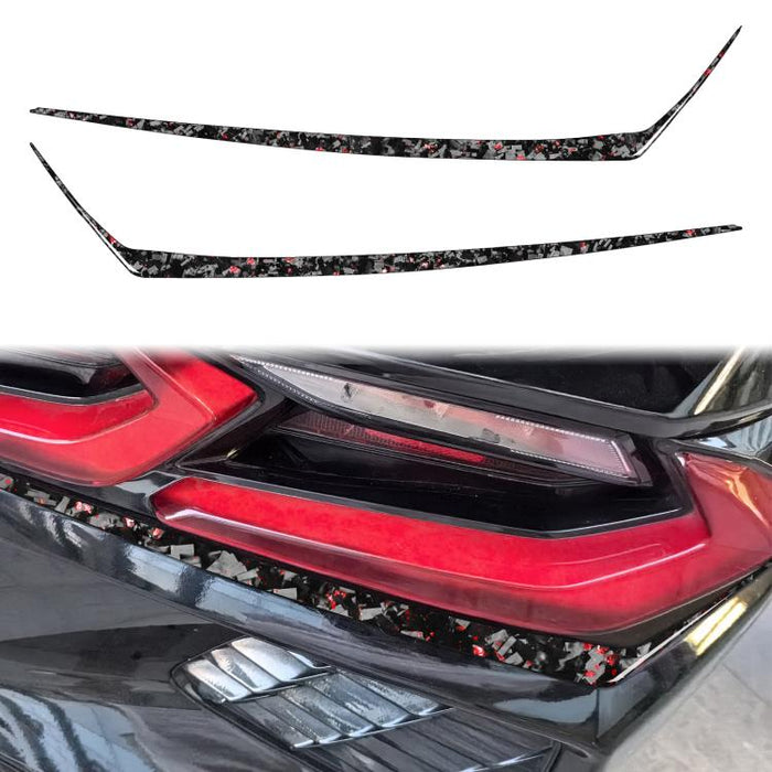 2pcs/Set Forged Gold Foil Carbon Fiber Car Taillight Below Decorative Sticker for Chevrolet Corvette C8 2020-, Left and Right Driver, Taillight Below