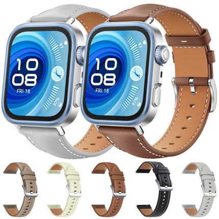 xDfind Flat Head Black Shark Fine Grain Leather Watch Band, For Huawei Watch Fit 4 Pro / Fit 4 / Fit 3 20mm, For Huawei Watch D2 22mm