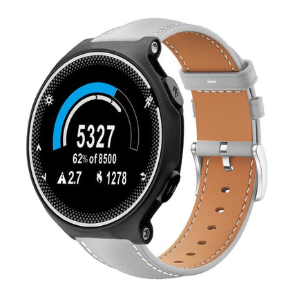 xDfind Flat Head Black Shark Fine Grain Leather Watch Band, For Garmin Fenix 8/7/6/5 22mm 20mm, For Garmin Fenix 8/7X/6X/5X 26mm 22mm, For Garmin Forerunner 220/735/735XT/230/235 20mm, For Garmin Forerunner 35/30/35j 20mm
