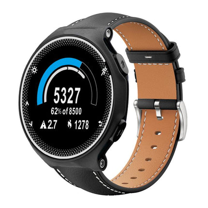 xDfind Flat Head Black Shark Fine Grain Leather Watch Band, For Garmin Fenix 8/7/6/5 22mm 20mm, For Garmin Fenix 8/7X/6X/5X 26mm 22mm, For Garmin Forerunner 220/735/735XT/230/235 20mm, For Garmin Forerunner 35/30/35j 20mm