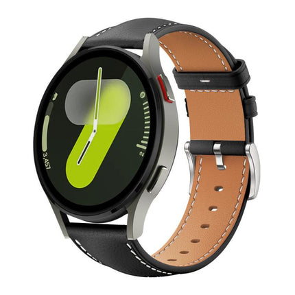 xDfind Flat Head Black Shark Fine Grain Leather Watch Band, For Samsung Galaxy Watch Ultra / Ultra 2025, For Samsung Galaxy Watch8 / Watch8 Classic, For Samsung Galaxy Watch7 / FE / 6 / 5 / 4