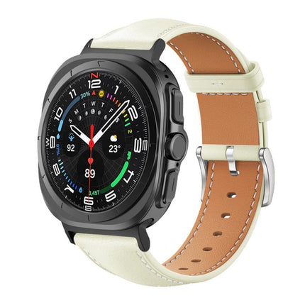 xDfind Flat Head Black Shark Fine Grain Leather Watch Band, For Samsung Galaxy Watch Ultra / Ultra 2025, For Samsung Galaxy Watch8 / Watch8 Classic, For Samsung Galaxy Watch7 / FE / 6 / 5 / 4