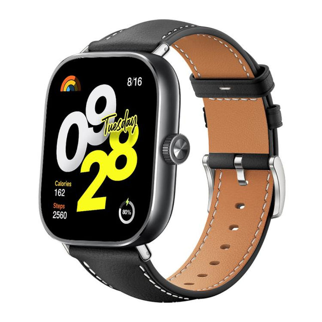 xDfind Flat Head Black Shark Fine Grain Leather Watch Band, For Xiaomi Band 9 Pro / Redmi Watch 6 / 5, For Redmi Watch 3 Active / Lite 20mm, For Redmi Watch 3 20mm