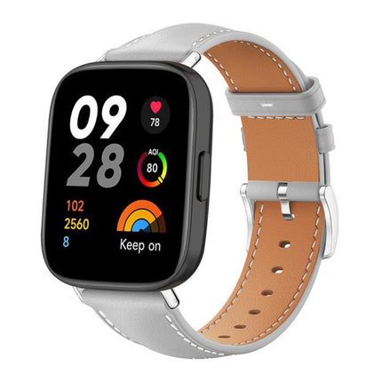 xDfind Flat Head Black Shark Fine Grain Leather Watch Band, For Xiaomi Band 9 Pro / Redmi Watch 6 / 5, For Redmi Watch 3 Active / Lite 20mm, For Redmi Watch 3 20mm