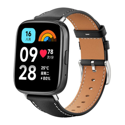 xDfind Flat Head Black Shark Fine Grain Leather Watch Band, For Xiaomi Band 9 Pro / Redmi Watch 6 / 5, For Redmi Watch 3 Active / Lite 20mm, For Redmi Watch 3 20mm