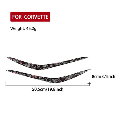 2pcs/Set Forged Gold Foil Carbon Fiber Car Bumper Corner Decorative Sticker for Chevrolet Corvette C8 2020-, Left and Right Driver, Bumper Corner