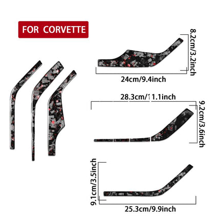 6pcs/Set Forged Gold Foil Carbon Fiber Car Inside A-pillar Horn Decorative Sticker for Chevrolet Corvette C8 2020-, Left and Right Driver, Inside A-pillar Horn