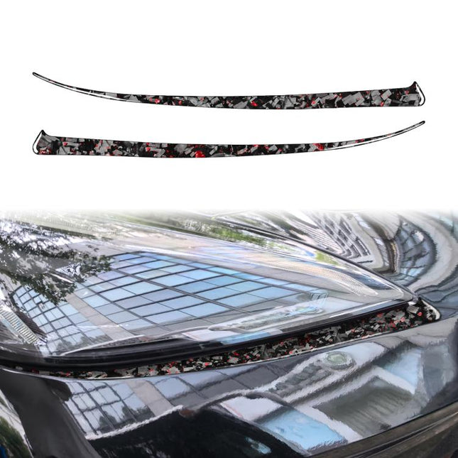 2pcs/Set Forged Gold Foil Carbon Fiber Car Front Light Below Decorative Sticker for Chevrolet Corvette C8 2020-, Left and Right Driver, Front Light Below