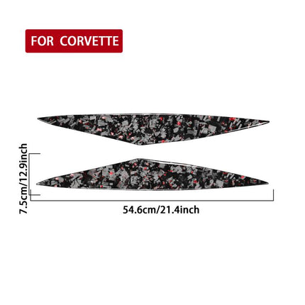 2pcs/Set Forged Gold Foil Carbon Fiber Car Front Bumper Sides Decorative Sticker for Chevrolet Corvette C8 2020-, Left and Right Driver, Front Bumper Sides