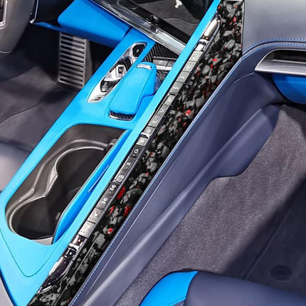 2pcs/Set Forged Gold Foil Carbon Fiber Car Center Console Side Decorative Sticker for Chevrolet Corvette C8 2020-, Left Driver, Center Console Side, Left Driver
