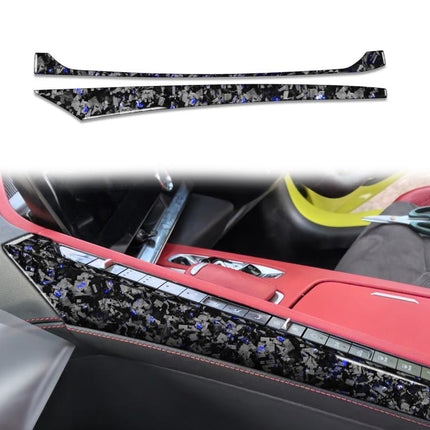 2pcs/Set Forged Gold Foil Carbon Fiber Car Center Console Side Decorative Sticker for Chevrolet Corvette C8 2020-, Right Driver, Center Console Side, Right Driver
