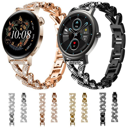 xDfind Small Twist Diamond Metal Watch Band, 20mm For COROS APEX 2 42mm / PACE 2, 20mm For Huawei Watch GT4 / GT3 / GT2, 20mm For Amazfit Bip U / Bip Lite / Bip 3 Pro, 20mm For Amazfit GTS4 Mini/3/2 /2e/2 Mini, 20mm For Xiaomi Haylou RS4 Plus LS11 / LS...