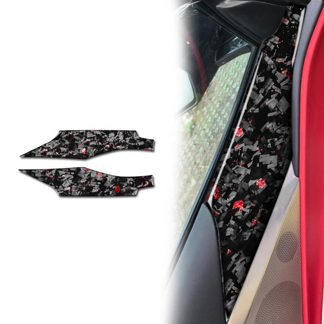 2pcs/Set Forged Gold Foil Carbon Fiber Car Door Panel Decorative Sticker for Chevrolet Corvette C8 2020-, Left and Right Driver, Door Panel