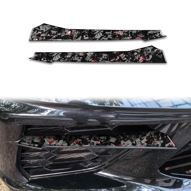 2pcs/Set Forged Gold Foil Carbon Fiber Car Front Sides Air Vents Decorative Sticker for Chevrolet Corvette C8 2020-, Left and Right Driver, Front Sides Air Vents