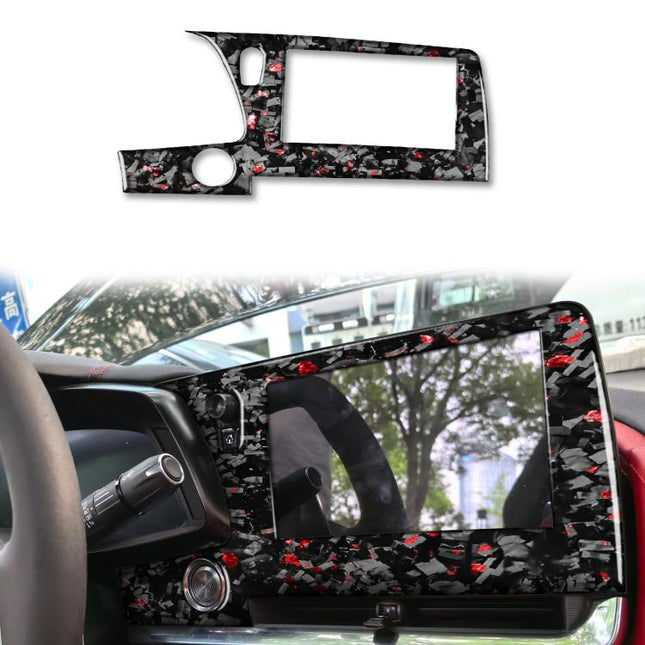 Forged Gold Foil Carbon Fiber Car Central Control Screen Frame Decorative Sticker for Chevrolet Corvette C8 2020-, Left Driver, Central Control Screen Frame, Left Driver