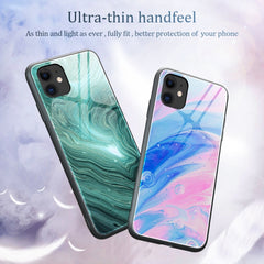 Marble Pattern Glass Protective Case, For iPhone 12 mini, For iPhone 12 Pro Max, For iPhone 11 Pro, For iPhone SE 2022 / SE 2020 / 8 / 7