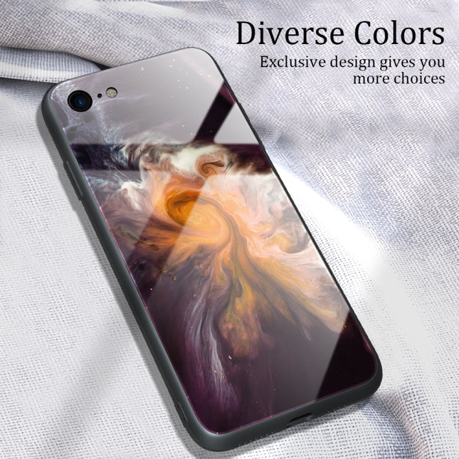 Marble Pattern Glass Protective Case, For iPhone SE 2022 / SE 2020 / 8 / 7, For iPhone X