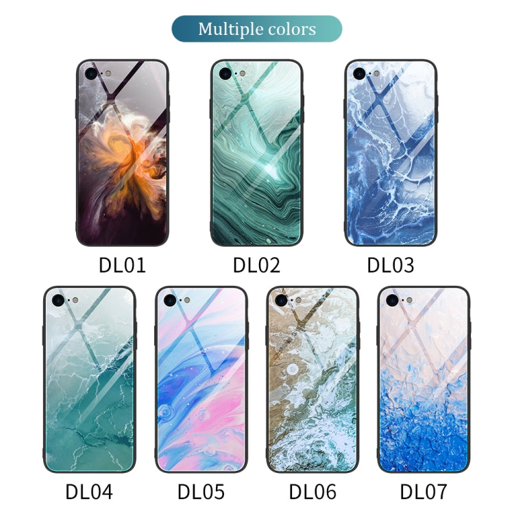 Marble Pattern Glass Protective Case, For iPhone SE 2022 / SE 2020 / 8 / 7, For iPhone X