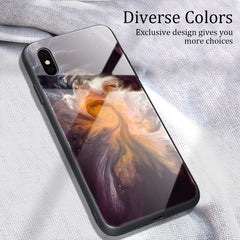 Marble Pattern Glass Protective Case, For iPhone X