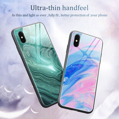 Marble Pattern Glass Protective Case, For iPhone X