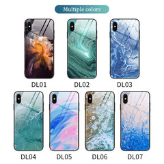 Marble Pattern Glass Protective Case, For iPhone X