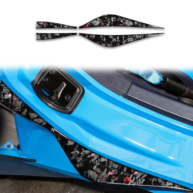4pcs/Set Forged Gold Foil Carbon Fiber Car Door Armrest Side Decorative Sticker for Chevrolet Corvette C8 2020-, Left and Right Driver, Door Armrest Side