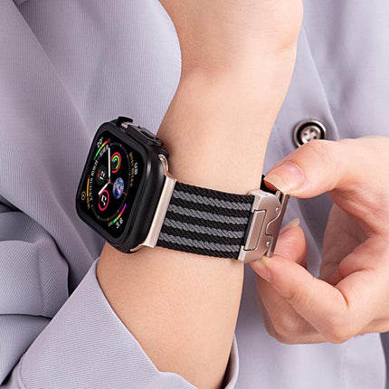 xDfind Parachute Buckle 3-Stripe Braided Nylon Watch Band, For Apple Watch 42 / 44 / 45 / 46 / 49mm, For Apple Watch 38 / 40 / 41 / S10 42mm