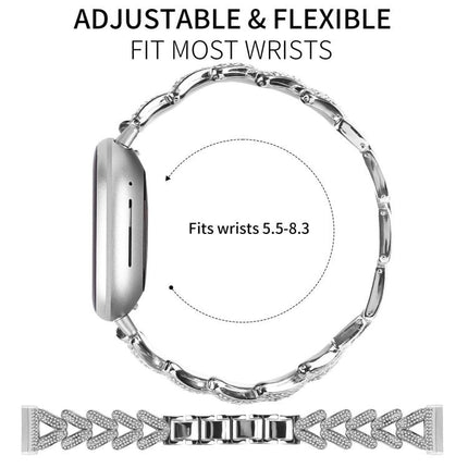 20mm xDfind Small Twist Diamond Metal Watch Band, For Fitbit Versa 4 / 3 / Sense / Sense 2