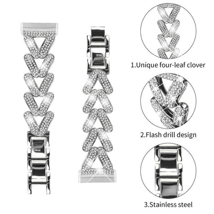 20mm xDfind Small Twist Diamond Metal Watch Band, For Fitbit Versa 4 / 3 / Sense / Sense 2