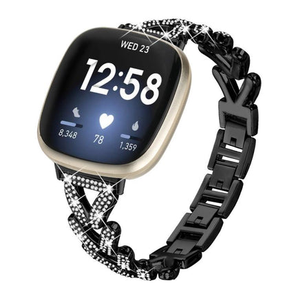 20mm xDfind Small Twist Diamond Metal Watch Band, For Fitbit Versa 4 / 3 / Sense / Sense 2