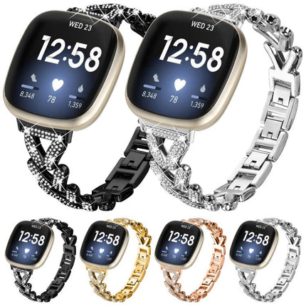 20mm xDfind Small Twist Diamond Metal Watch Band, For Fitbit Versa 4 / 3 / Sense / Sense 2