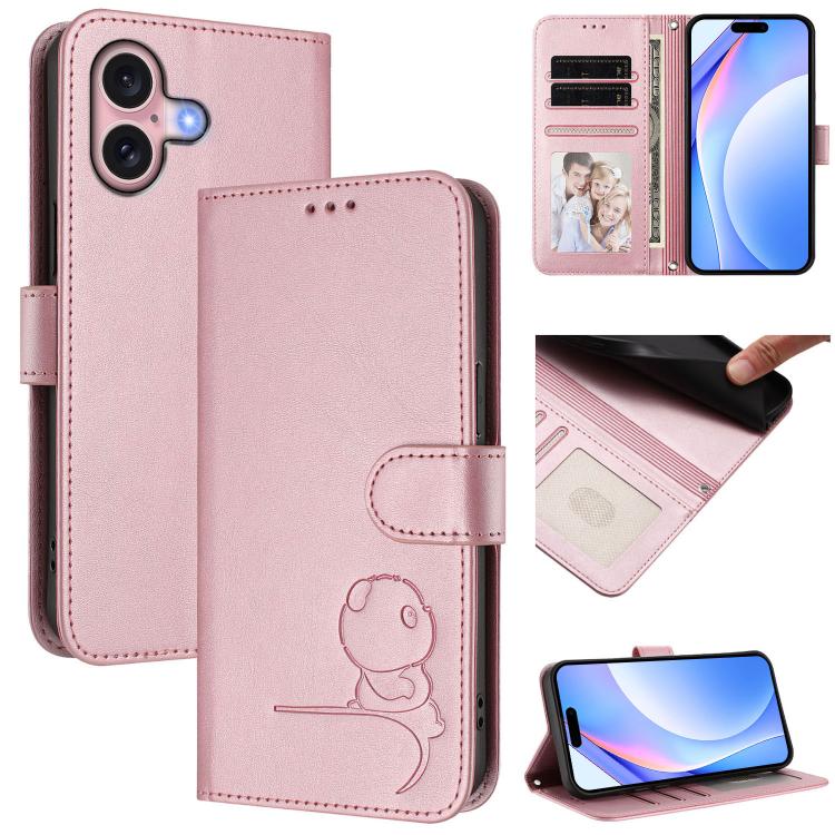 Litter Panda Embossing RFID Leather Phone Case with Lanyard