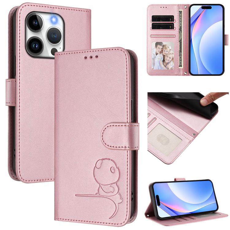 Litter Panda Embossing RFID Leather Phone Case with Lanyard