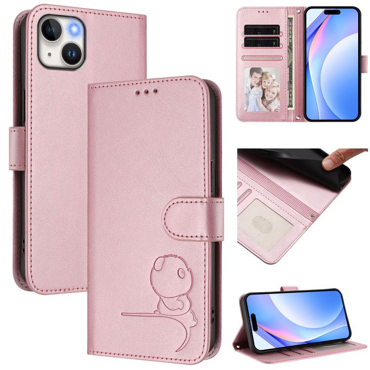 Litter Panda Embossing RFID Leather Phone Case with Lanyard