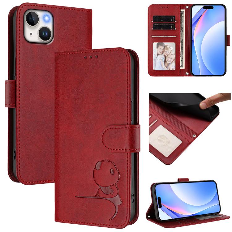 Litter Panda Embossing RFID Leather Phone Case with Lanyard