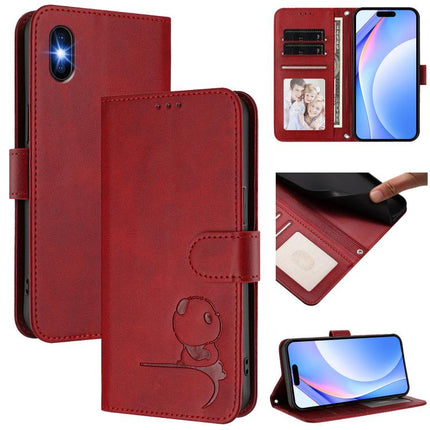 Litter Panda Embossing RFID Leather Phone Case with Lanyard, For iPhone 11 Pro Max, For iPhone 11, For iPhone 11 Pro, For iPhone X / XS