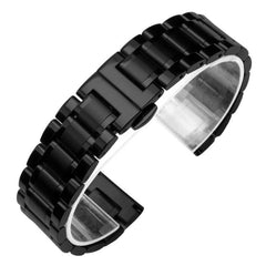 xDfind Five-bead Solid Stainless Steel Butterfly Buckle Watch Band, 14mm, 18mm, 20mm, 22mm