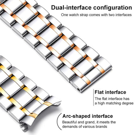 xDfind Five-bead Solid Stainless Steel Butterfly Buckle Watch Band