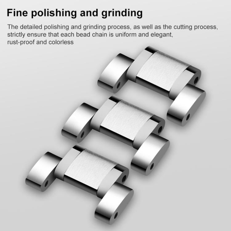 xDfind Five-bead Solid Stainless Steel Butterfly Buckle Watch Band, 14mm, 18mm, 20mm, 22mm