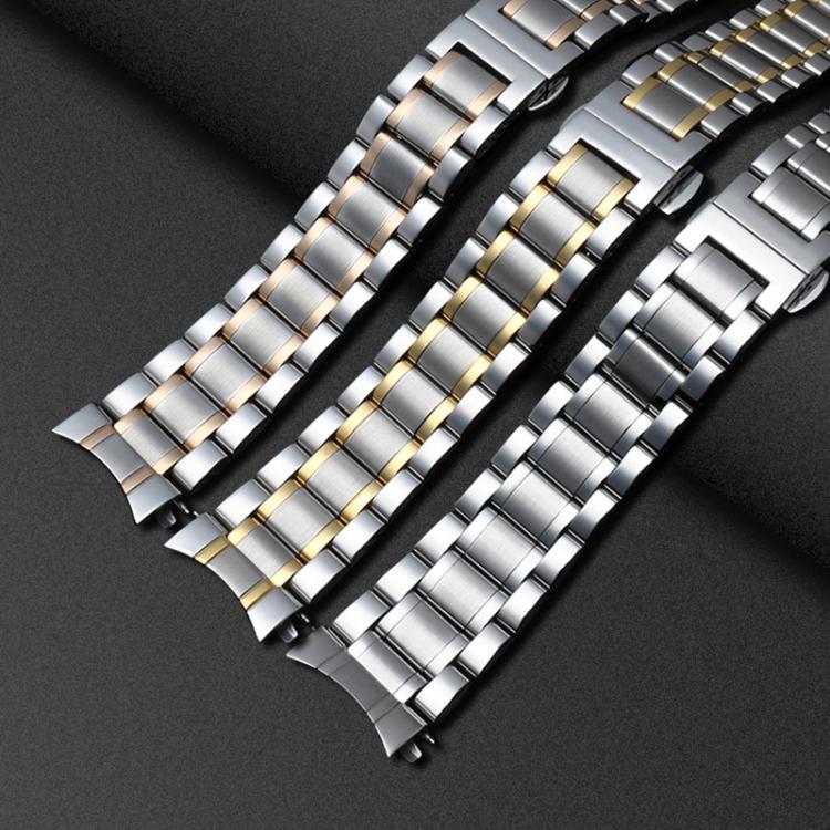 xDfind Five-bead Solid Stainless Steel Butterfly Buckle Watch Band, 14mm, 18mm, 20mm, 22mm