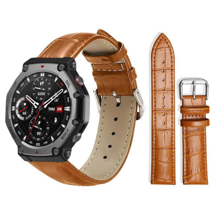 xDfind Bamboo Texture Pin Buckle Leather Watch Band, For Amazfit T-Rex3 22mm