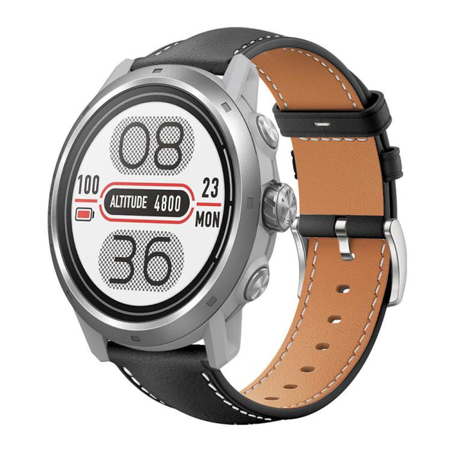 xDfind Flat Head Black Shark Fine Grain Leather Watch Band, 20mm For COROS APEX 2 42mm / PACE 2