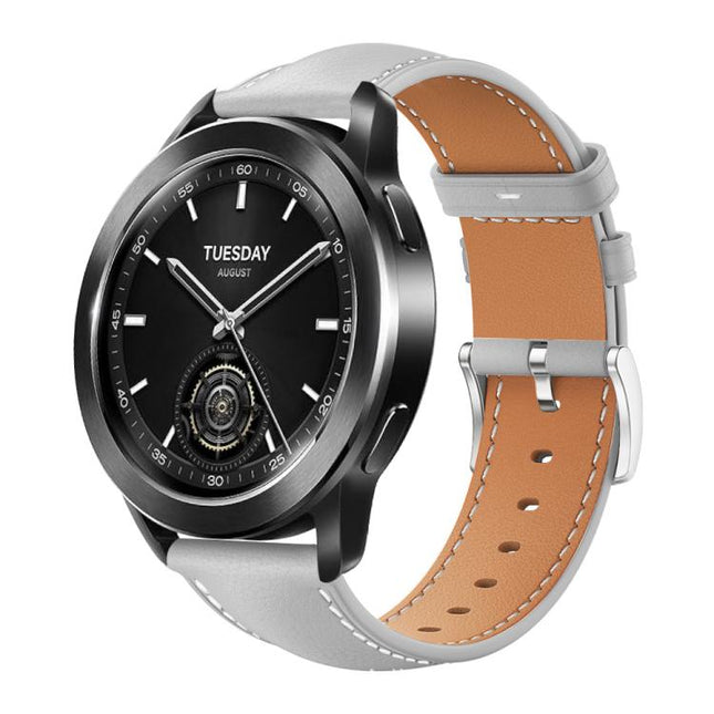 xDfind Flat Head Black Shark Fine Grain Leather Watch Band, 22mm For Xiaomi Watch S3/2 Pro/S2/S1, 22mm For Xiaomi Haylou Watch LS09B / LS05S / LS10, 20mm For Xiaomi Haylou RS4 Plus LS11 / LS12