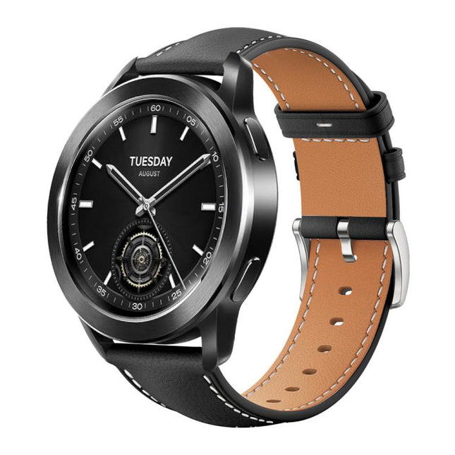 xDfind Flat Head Black Shark Fine Grain Leather Watch Band, 22mm For Xiaomi Watch S3/2 Pro/S2/S1, 22mm For Xiaomi Haylou Watch LS09B / LS05S / LS10, 20mm For Xiaomi Haylou RS4 Plus LS11 / LS12